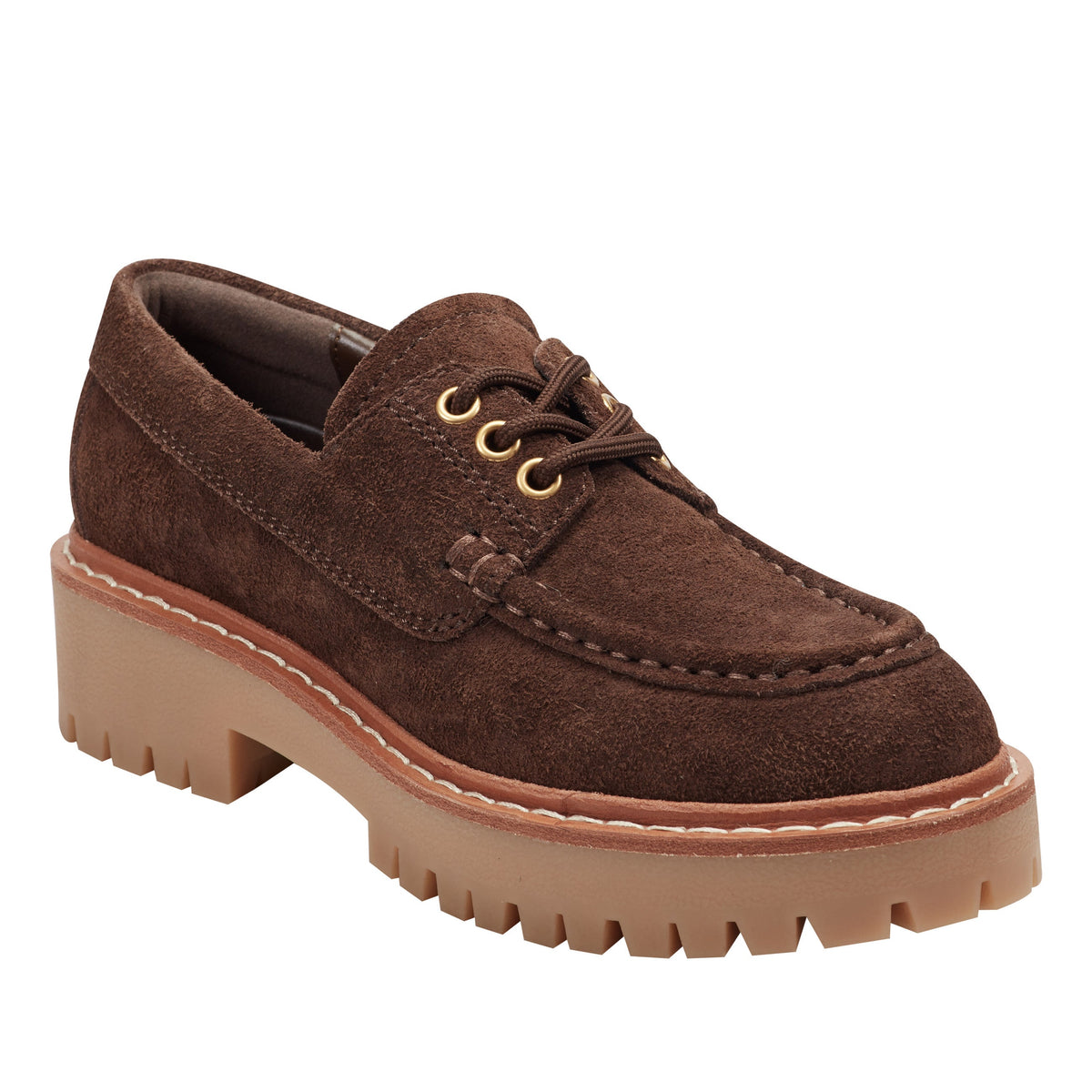 Nerida Lug Sole Leather Loafer - Brown Suede | Marc Fisher