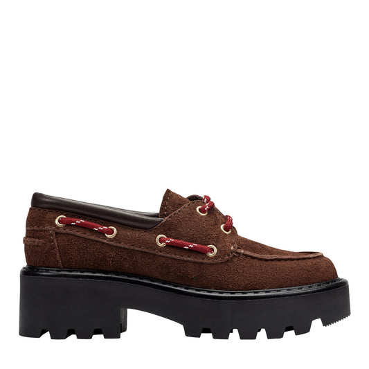 Peyten Leather Lug Sole Loafer - Dark Brown Suede | Marc Fisher