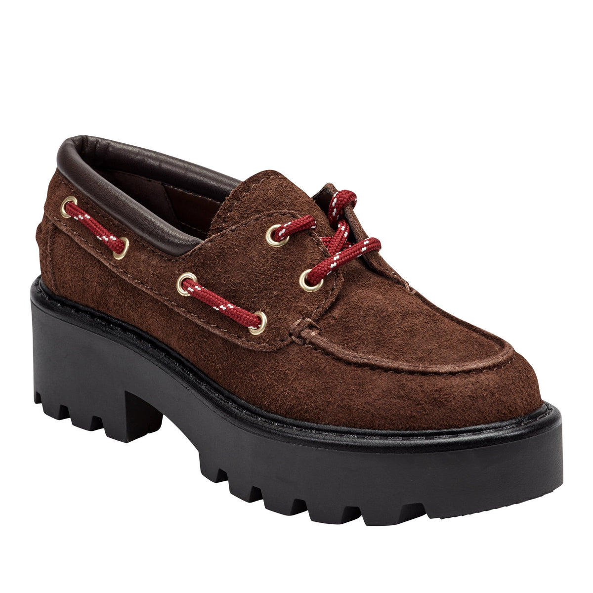 Peyten Leather Lug Sole Loafer - Dark Brown Suede | Marc Fisher