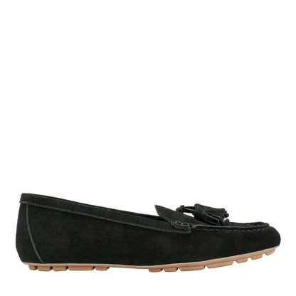 Layney Casual Tassle Leather Loafer - Black Suede | Marc Fisher