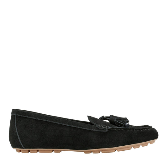 Layney Casual Tassle Leather Loafer - Black Suede | Marc Fisher