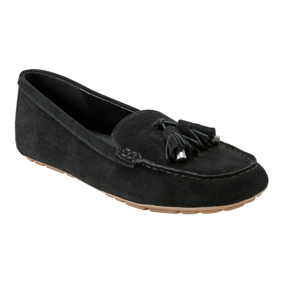 Layney Casual Tassle Leather Loafer - Black Suede | Marc Fisher