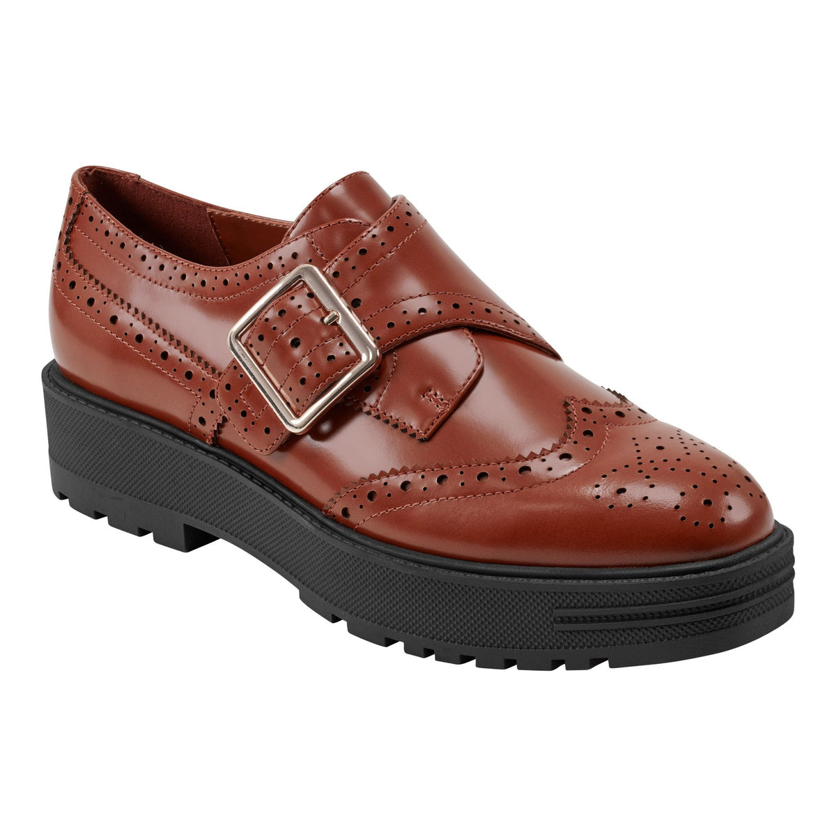 Remona Leather Monk Strap Loafer - Brown Leather | Marc Fisher