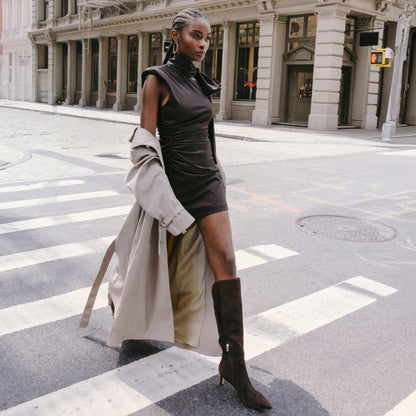 Esmee Leather Boot - Dark Brown Suede | Marc Fisher