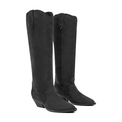 Ander Leather Western Boot - Dark Blue Suede | Marc Fisher