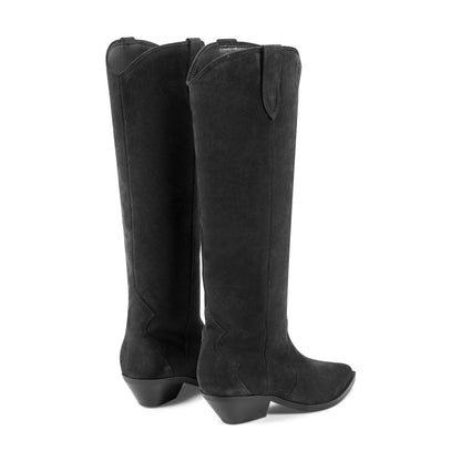 Ander Leather Western Boot - Dark Blue Suede | Marc Fisher