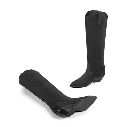Ander Leather Western Boot - Dark Blue Suede | Marc Fisher