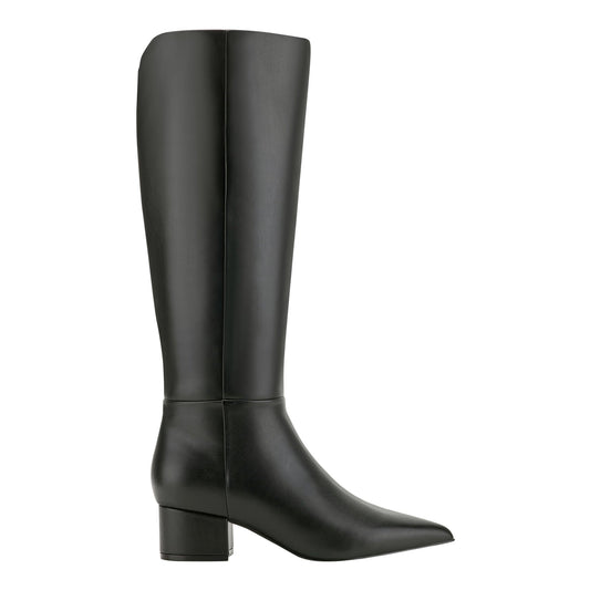 Gradia Wide Calf Block Heel Boot - Black | Marc Fisher