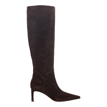 Sabrina Wide Calf Leather Boot - Dark Brown Suede | Marc Fisher