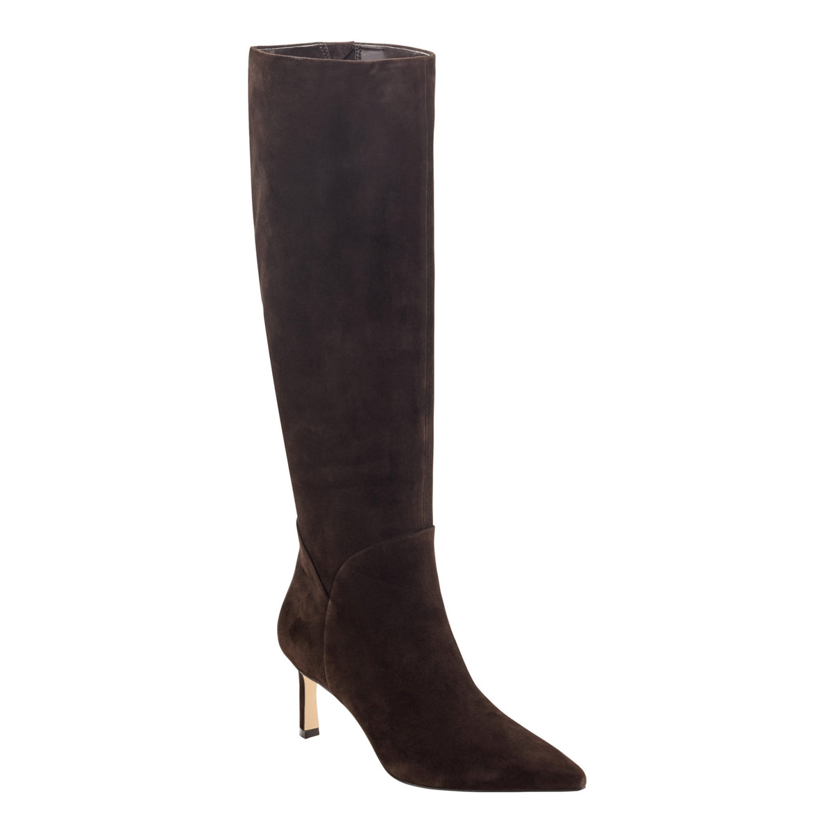 Sabrina Wide Calf Leather Boot - Dark Brown Suede | Marc Fisher