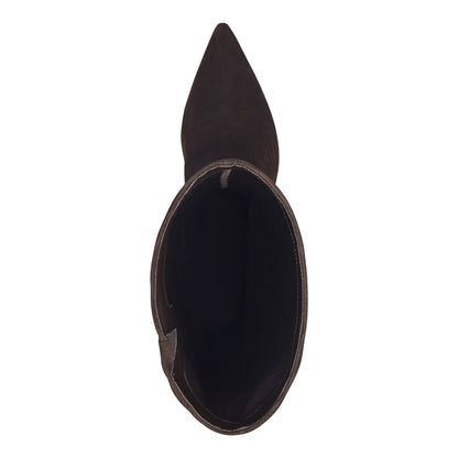 Sabrina Wide Calf Leather Boot - Dark Brown Suede | Marc Fisher