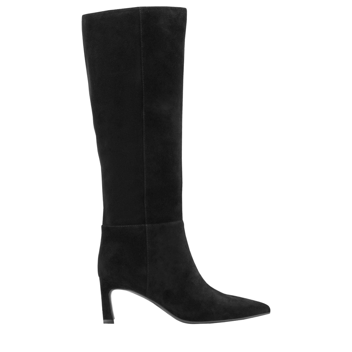 Lucinda Kitten Heel Leather Boot - Black Suede | Marc Fisher