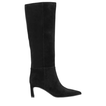 Lucinda Kitten Heel Leather Boot - Black Suede | Marc Fisher