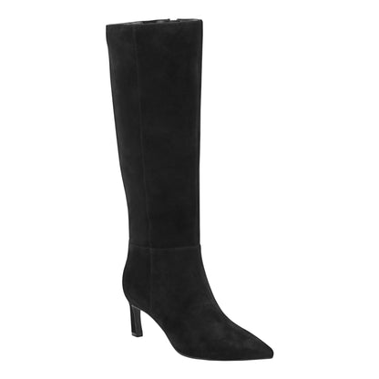Lucinda Kitten Heel Leather Boot - Black Suede | Marc Fisher