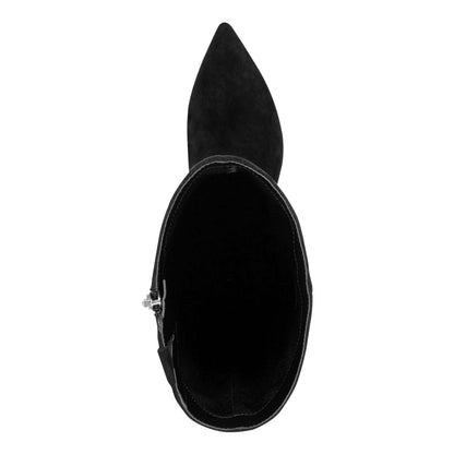 Lucinda Kitten Heel Leather Boot - Black Suede | Marc Fisher