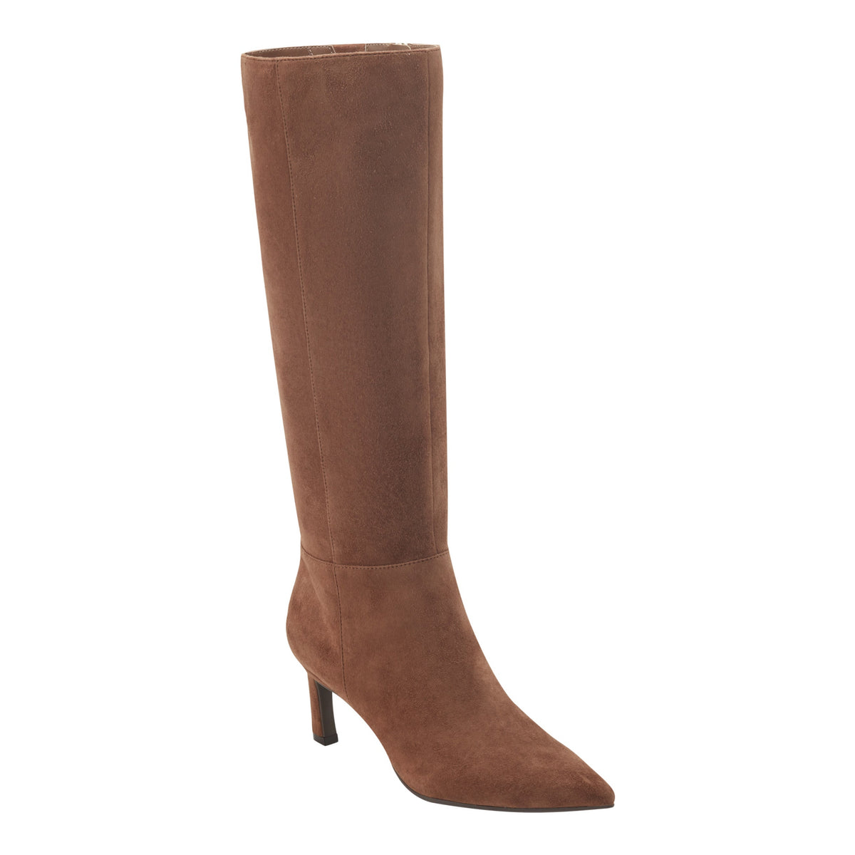 Lucinda Kitten Heel Leather Boot - Tan Suede | Marc Fisher