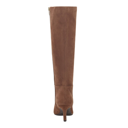 Lucinda Kitten Heel Leather Boot - Tan Suede | Marc Fisher