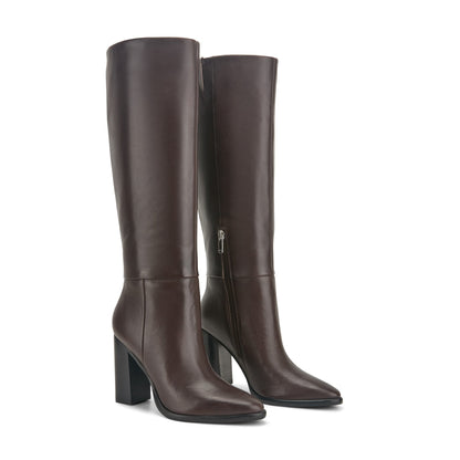 Lannie Dress Leather Boot - Dark Merlot Leather | Marc Fisher