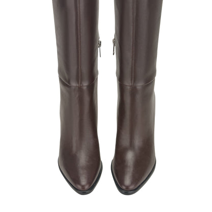 Lannie Dress Leather Boot - Dark Merlot Leather | Marc Fisher