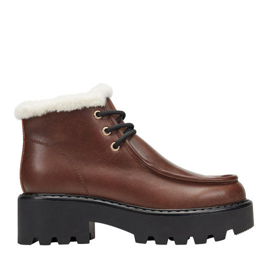 Percy Lug Sole Bootie - Dark Brown Leather | Marc Fisher