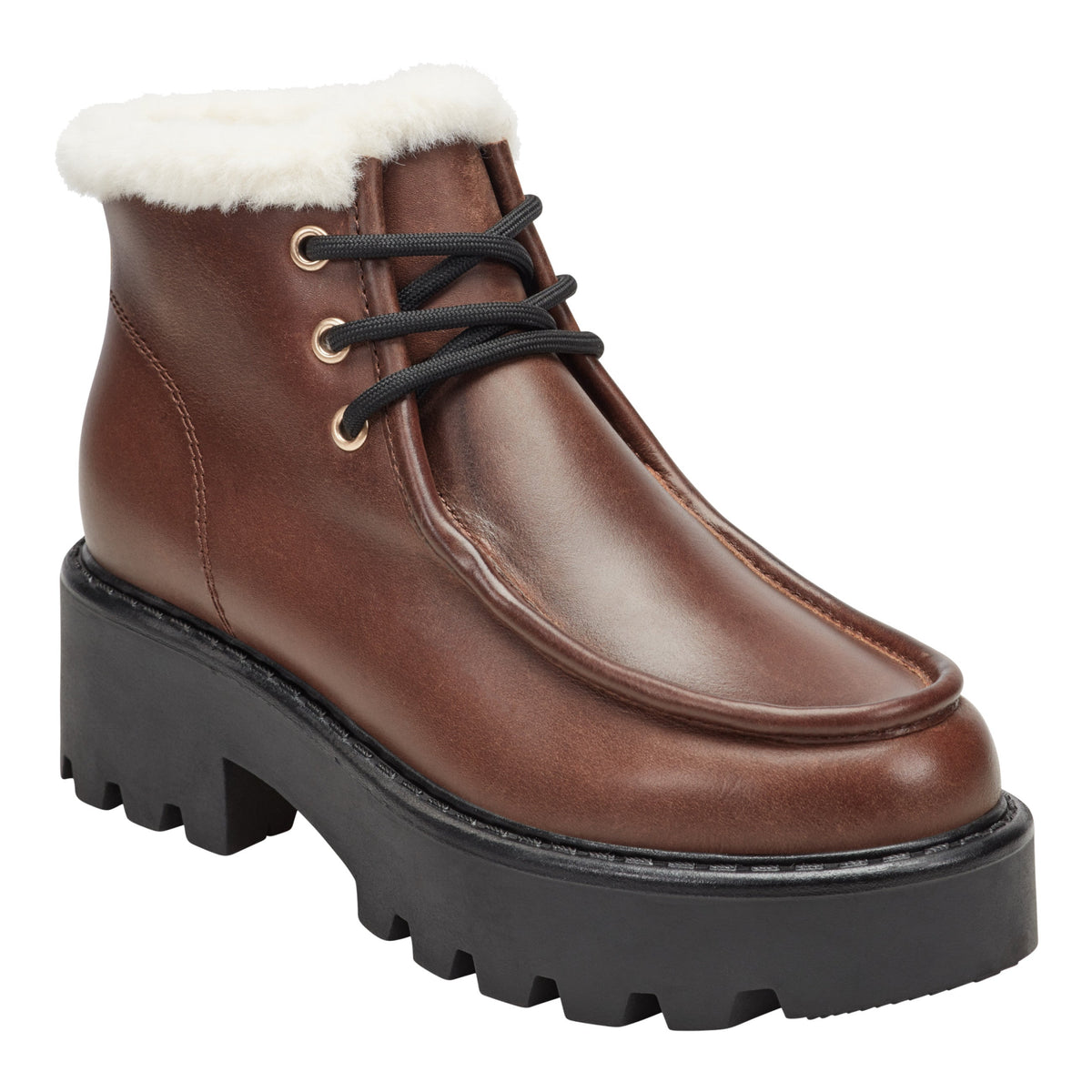Percy Lug Sole Bootie - Dark Brown Leather | Marc Fisher