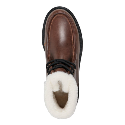 Percy Lug Sole Bootie - Dark Brown Leather | Marc Fisher