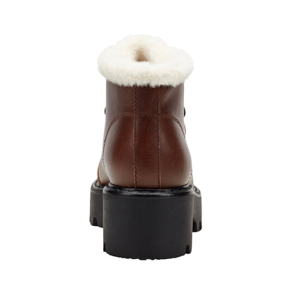 Percy Lug Sole Bootie - Dark Brown Leather | Marc Fisher