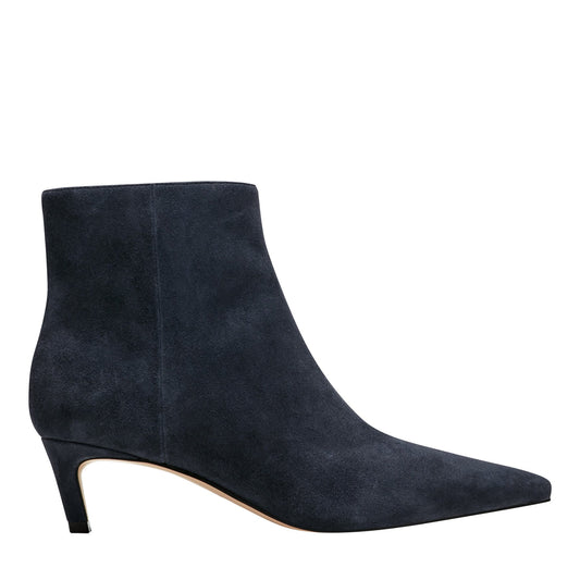 Itzia Ankle Leather Bootie - Navy Suede | Marc Fisher