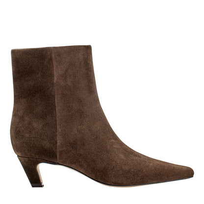 Danai Kitten Heel Leather Ankle Bootie - Dark Brown Suede | Marc Fisher