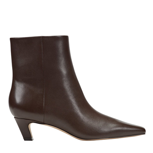 Danai Kitten Heel Leather Ankle Bootie - Dark Brown Leather | Marc Fisher