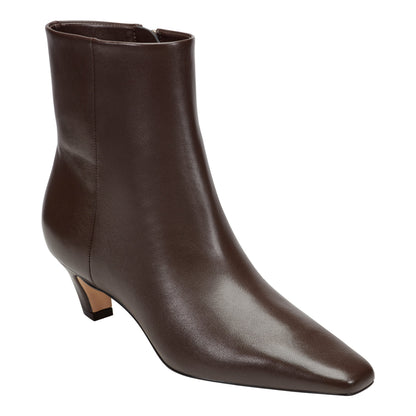 Danai Kitten Heel Leather Ankle Bootie - Dark Brown Leather | Marc Fisher