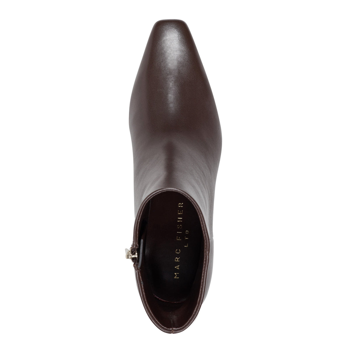 Danai Kitten Heel Leather Ankle Bootie - Dark Brown Leather | Marc Fisher