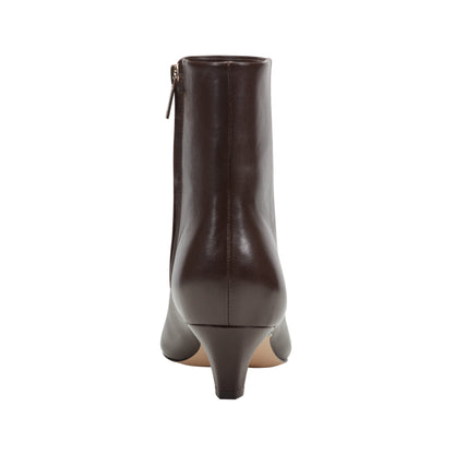 Danai Kitten Heel Leather Ankle Bootie - Dark Brown Leather | Marc Fisher