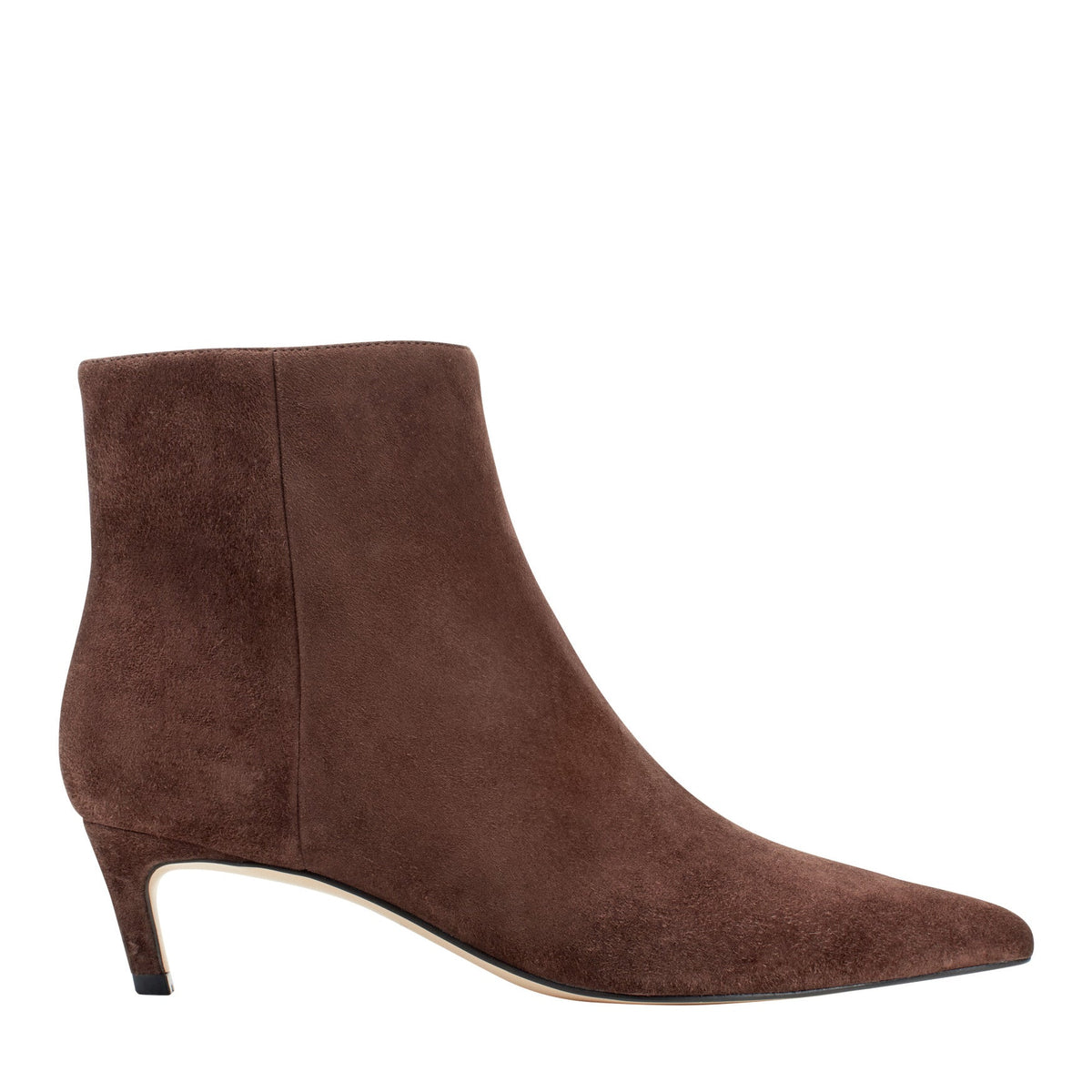Itzia Ankle Leather Bootie - Dark Brown Suede | Marc Fisher