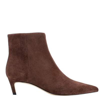 Itzia Ankle Leather Bootie - Dark Brown Suede | Marc Fisher