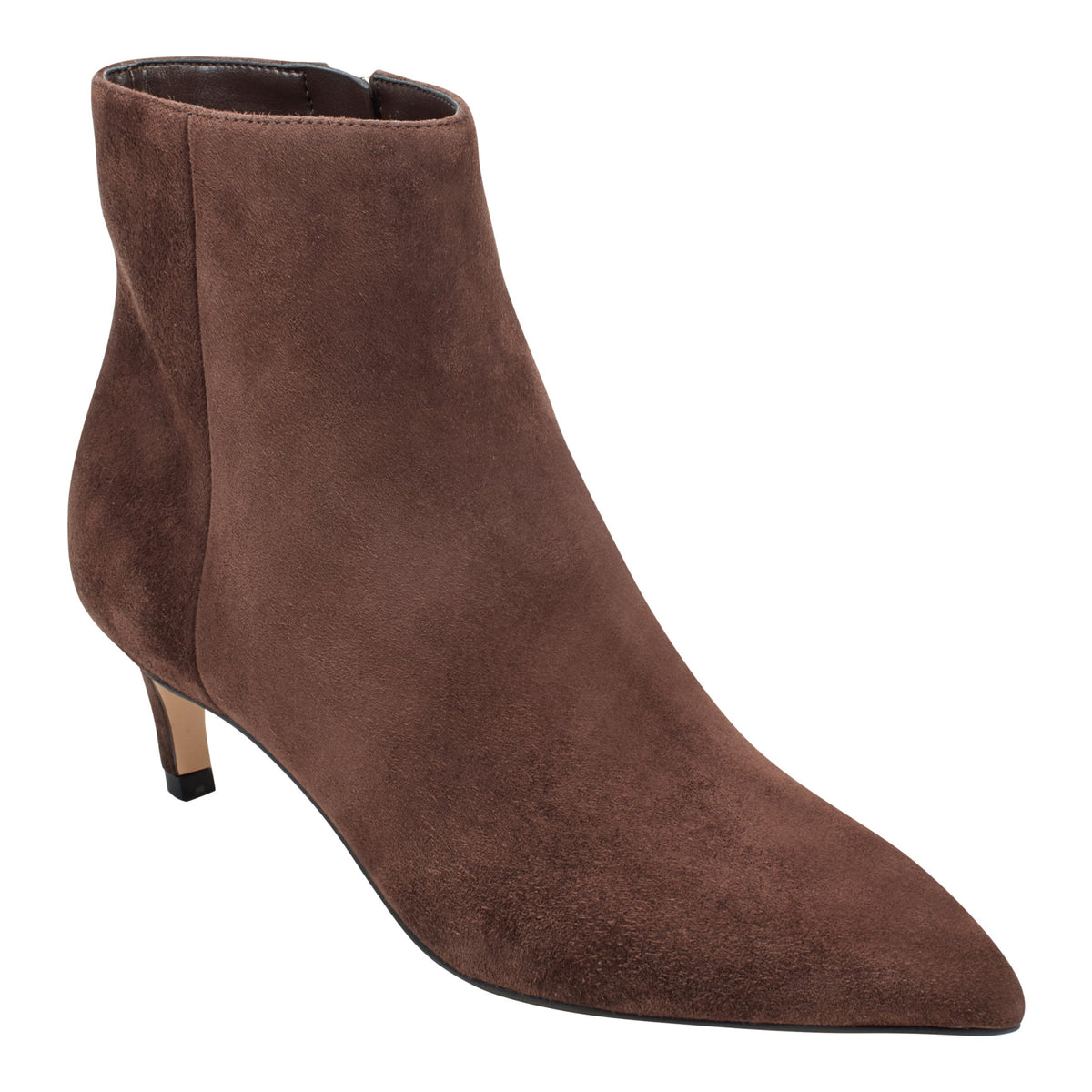 Itzia Ankle Leather Bootie - Dark Brown Suede | Marc Fisher