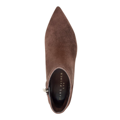 Itzia Ankle Leather Bootie - Dark Brown Suede | Marc Fisher