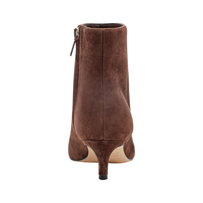 Itzia Ankle Leather Bootie - Dark Brown Suede | Marc Fisher