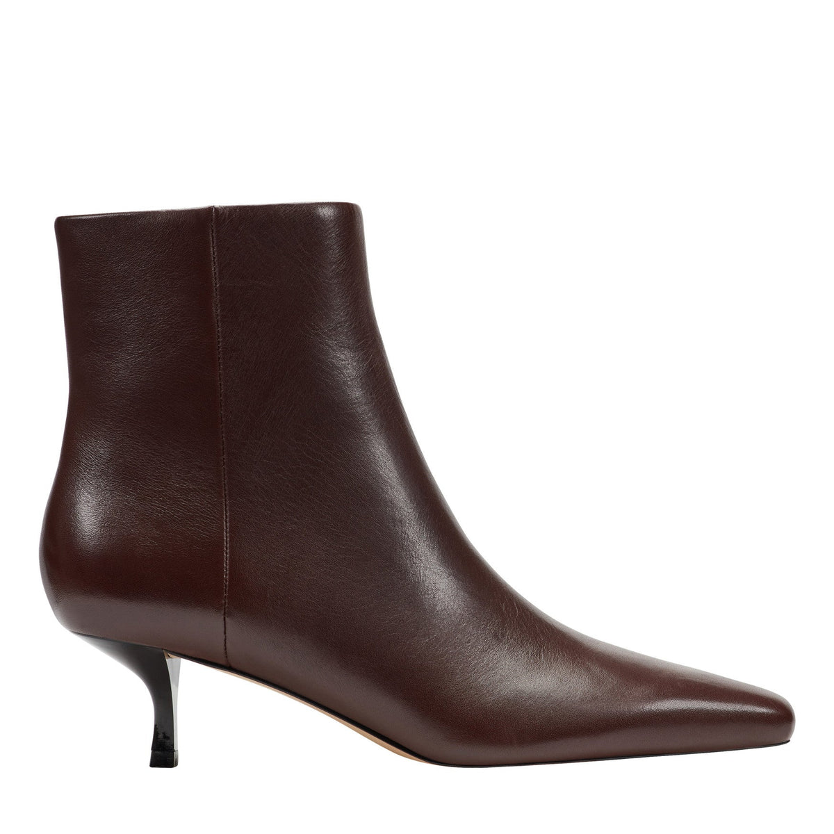Kiona Kitten Heel Leather Ankle Bootie - Dark Brown Leather | Marc Fisher