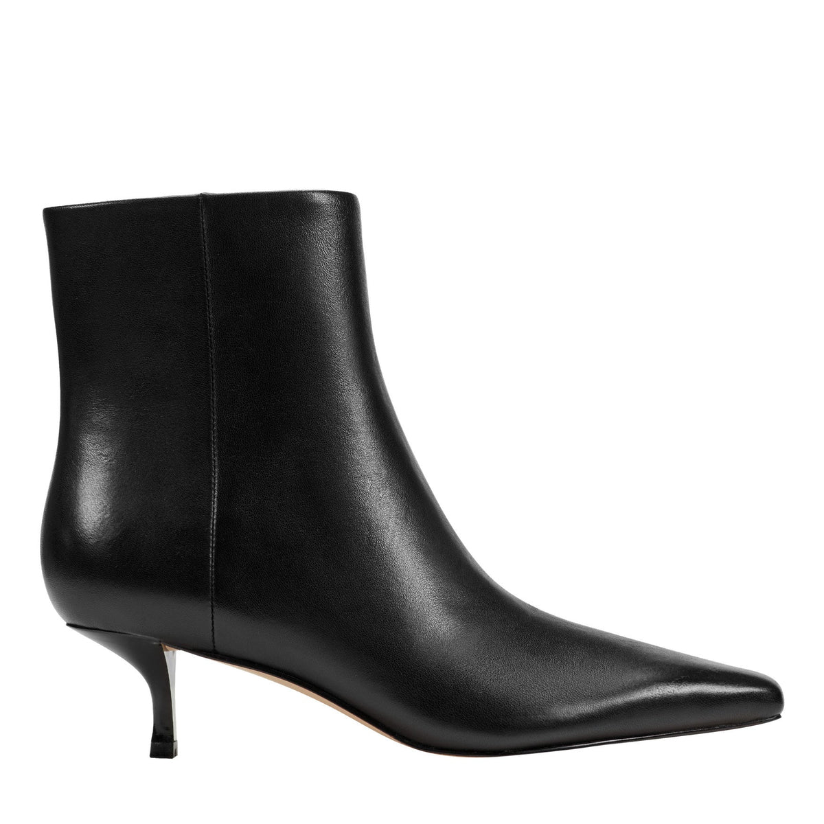 Kiona Kitten Heel Leather Ankle Bootie - Black Leather | Marc Fisher