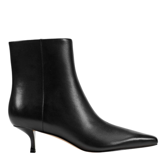 Kiona Kitten Heel Leather Ankle Bootie - Black Leather | Marc Fisher
