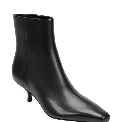 Kiona Kitten Heel Leather Ankle Bootie - Black Leather | Marc Fisher