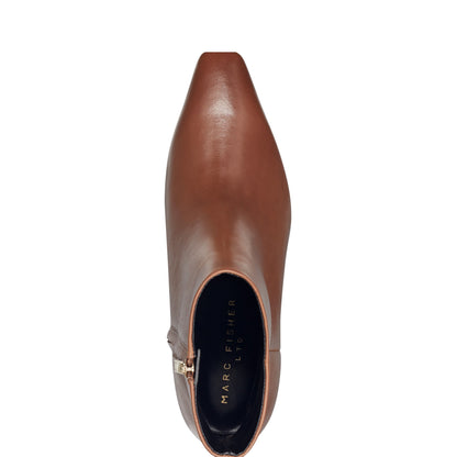 Kiona Kitten Heel Leather Ankle Bootie - Cognac Leather | Marc Fisher