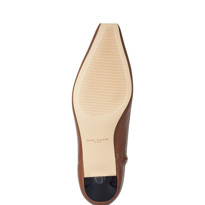 Kiona Kitten Heel Leather Ankle Bootie - Cognac Leather | Marc Fisher