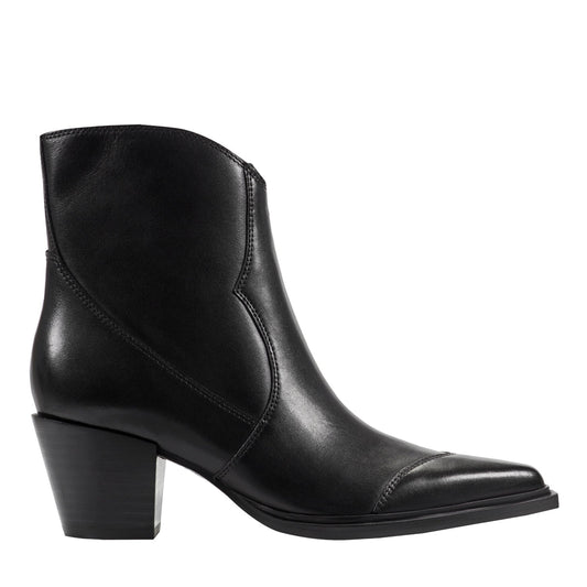 Giulie Western Leather Ankle Bootie - Black Leather | Marc Fisher