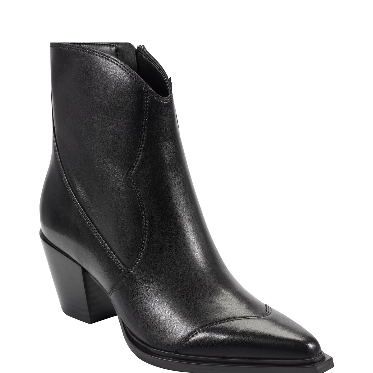 Giulie Western Leather Ankle Bootie - Black Leather | Marc Fisher