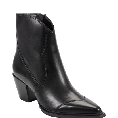 Giulie Western Leather Ankle Bootie - Black Leather | Marc Fisher