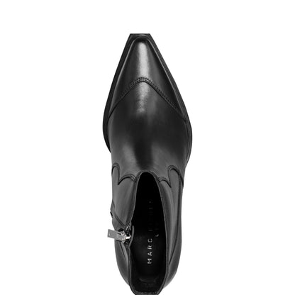 Giulie Western Leather Ankle Bootie - Black Leather | Marc Fisher