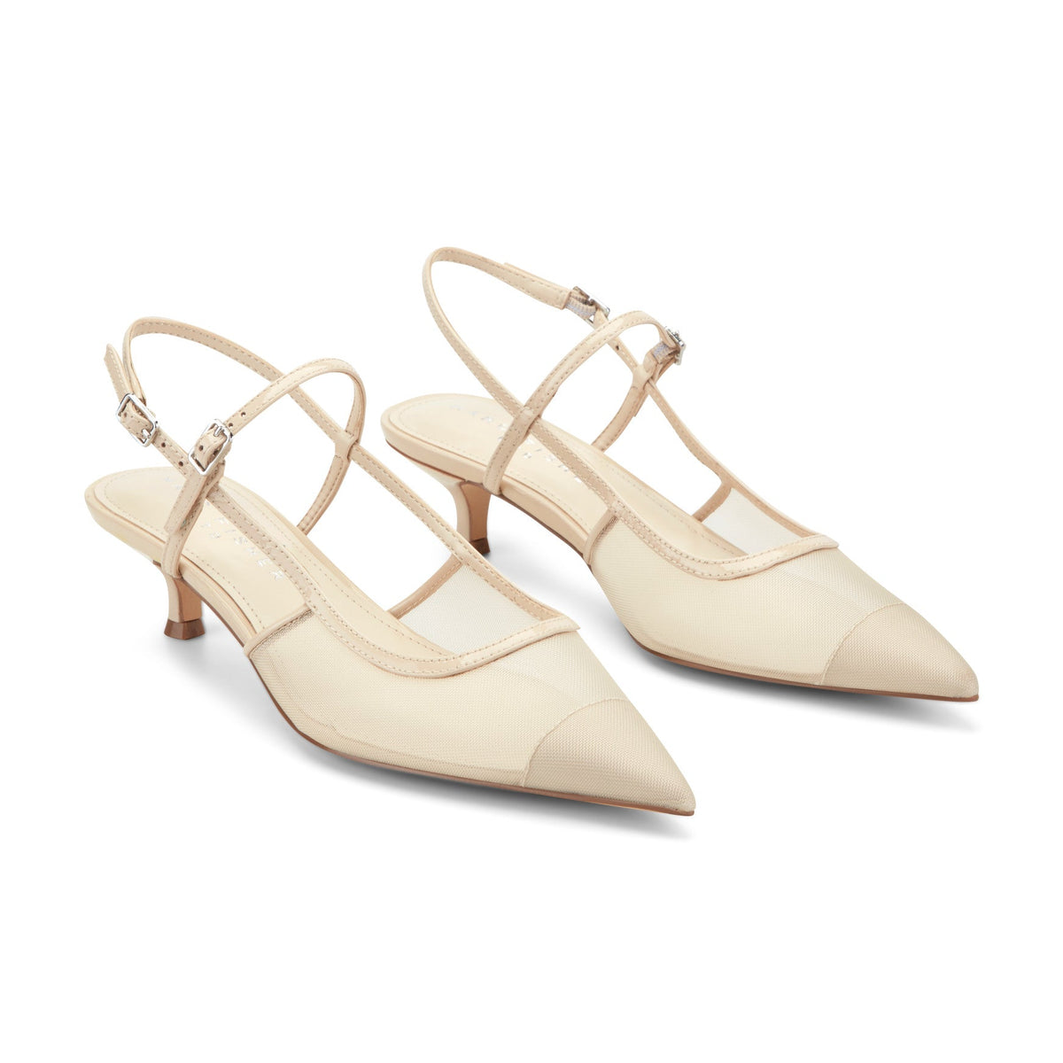 Ceddy Kitten Heel Slingback Pump - White Mesh | Marc Fisher