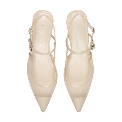 Ceddy Kitten Heel Slingback Pump - White Mesh | Marc Fisher